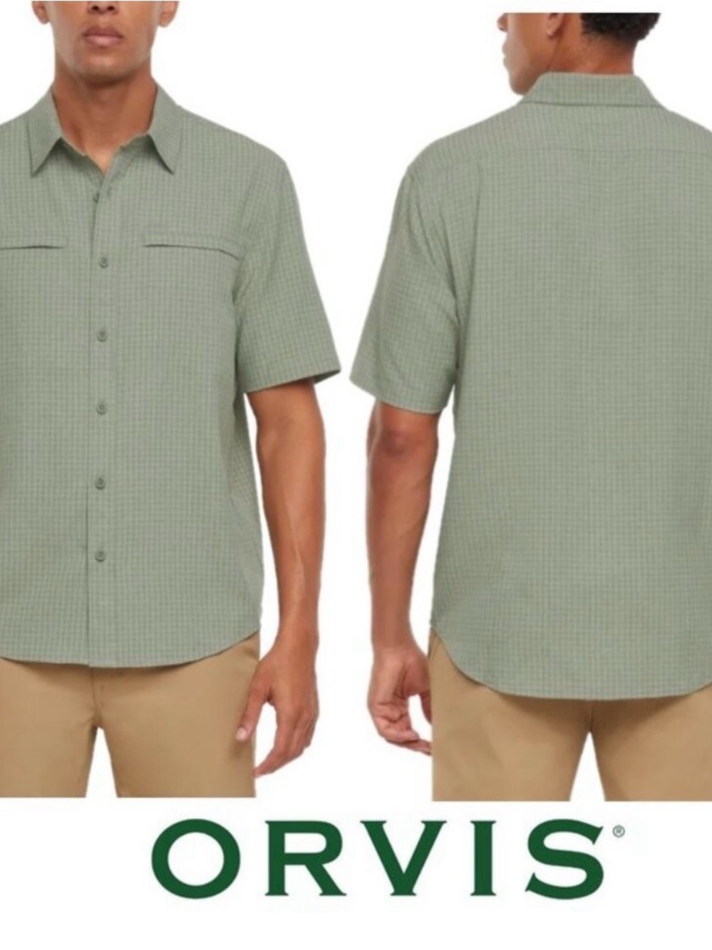 Orvis Men's Sage Green Short-Sleeve Button-Down Shirt